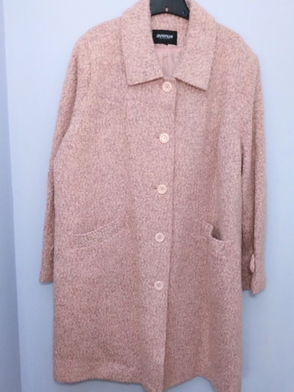 Avenue Women's Pink Wool Blend Boucle Coat Vintage Mid Length Size 2X* Outerwear